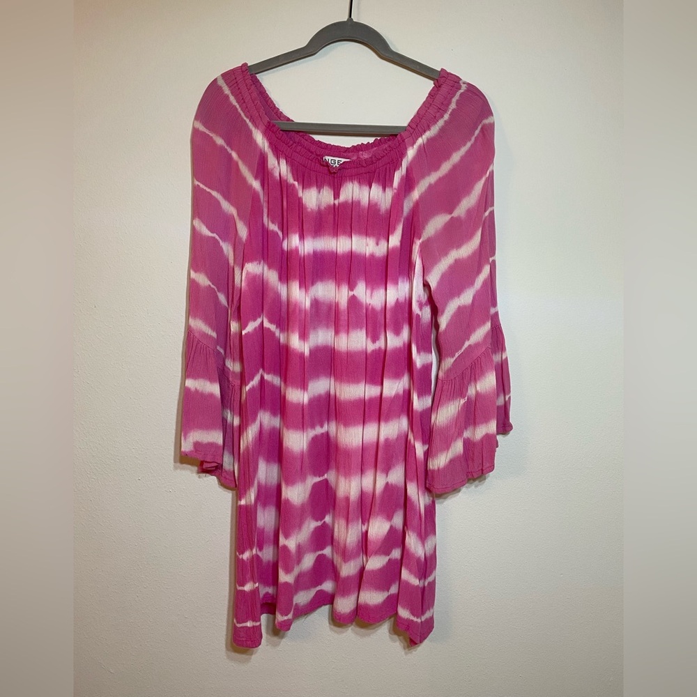 Ingear Pink and White Tie-Dye Swim Coverup One Size Fits All